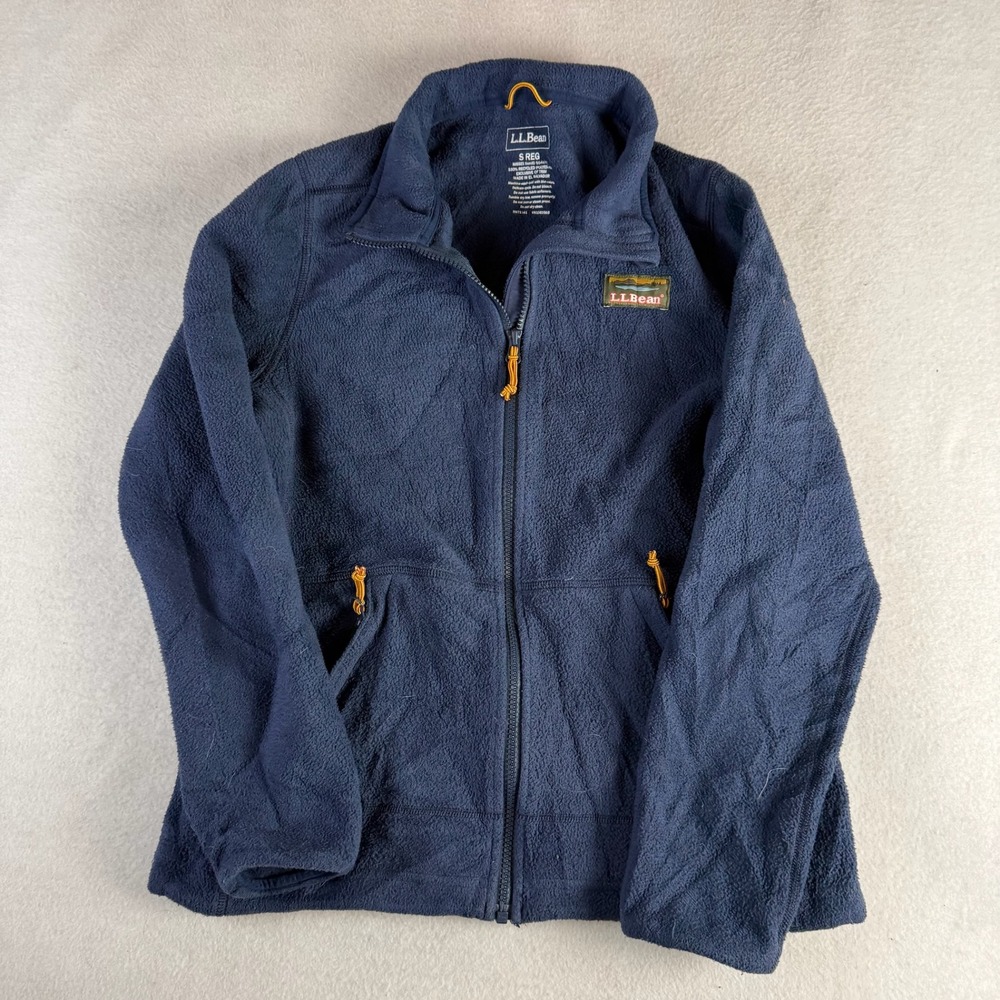 LL Bean Mountain Classic Fleece Jacket Navy Blue Full Zip Womens Small 504677